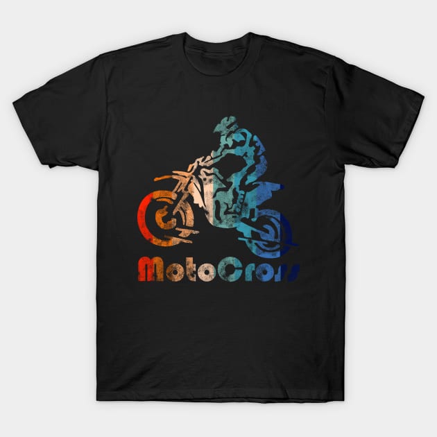 Retro MotoCross Vintage Grunge Dirt Bike Rider Gifts T-Shirt by Bezra